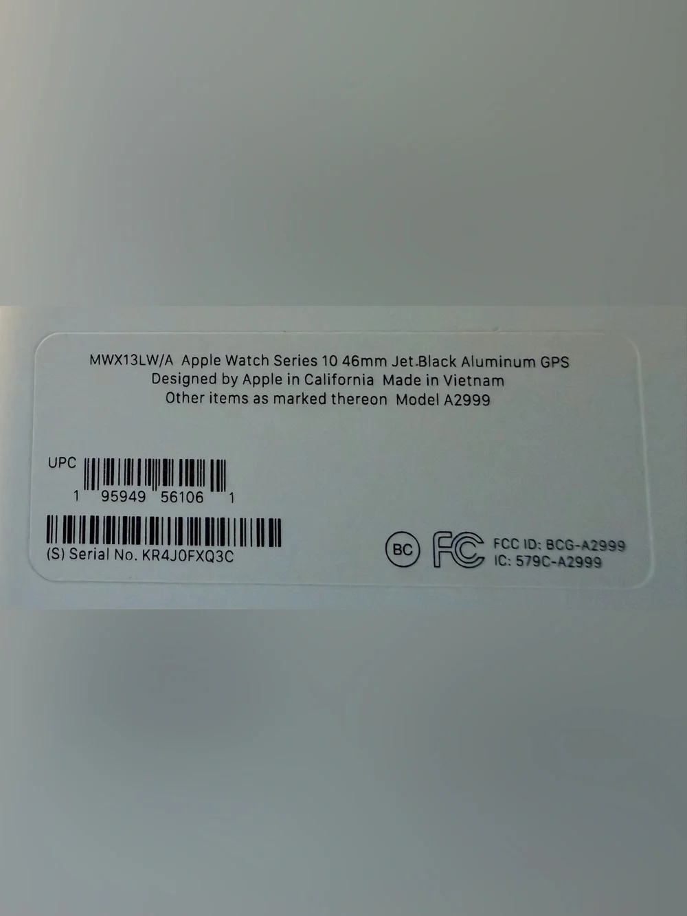 Apple Watch Series 10 - 46mm Jet Black Aluminum GPS, LIKE NEW IN BOX